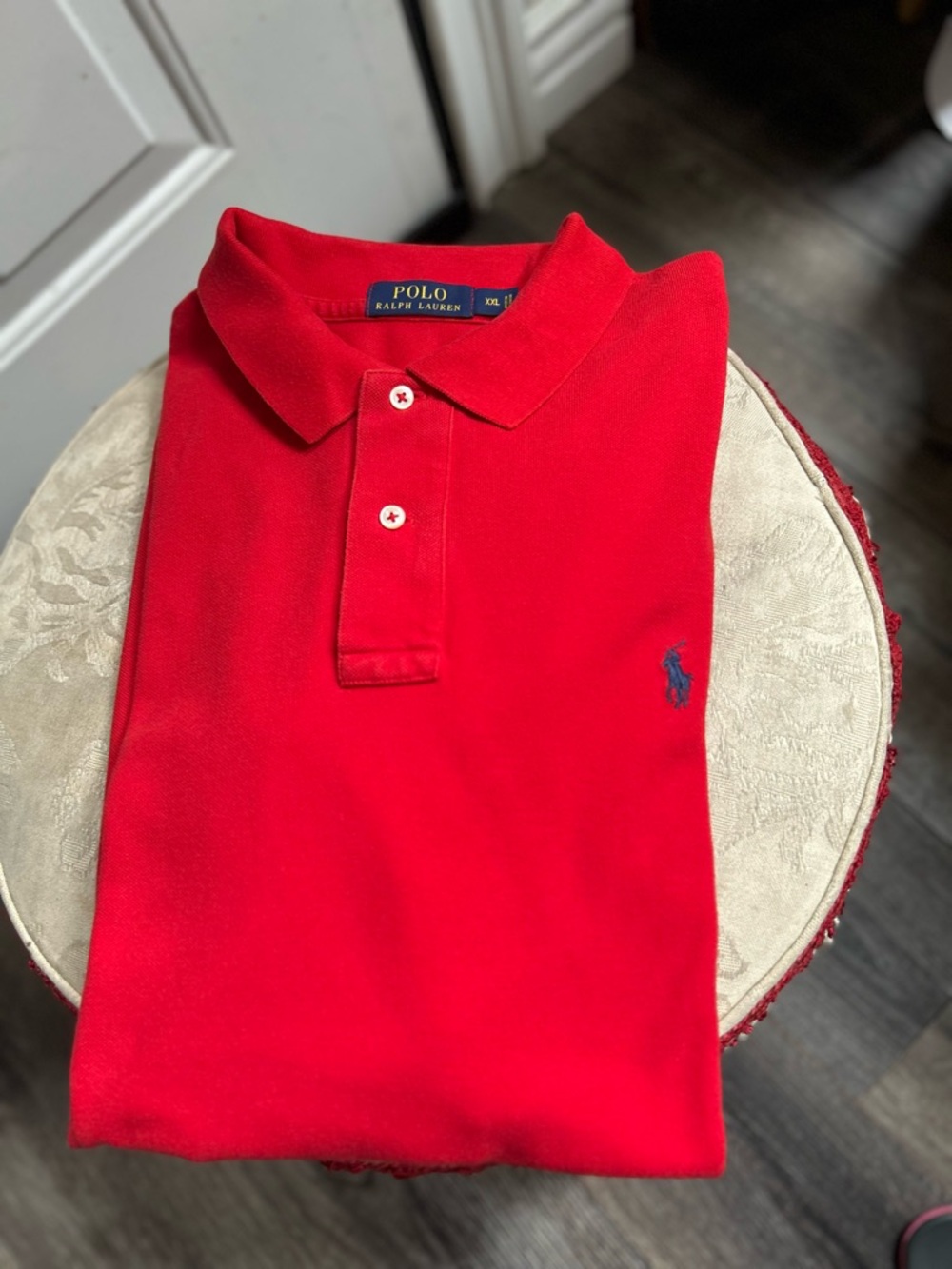 Polo Ralph Lauren Red Polo Shirt with Navy Label Sz 2XL